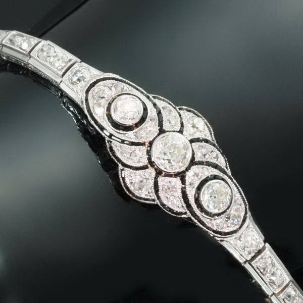 Art Deco diamond platinum flexible bracelet